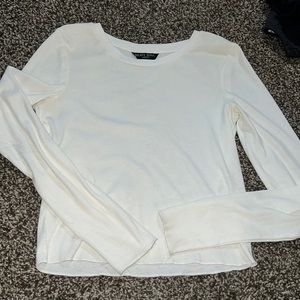 white cropped long sleeve